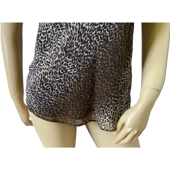INC Womens Size 4 Sleeveless Mock Neck Animal Print 100% Silk Blouse Shirt - Picture 6 of 8